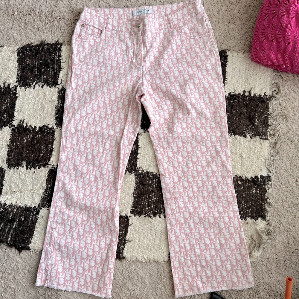 Pink Monogram Christian Dior Cropped Jeans